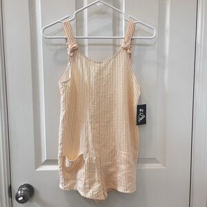 Art Class Orange and White Striped Romper Girls Size Large 10-12 NWT